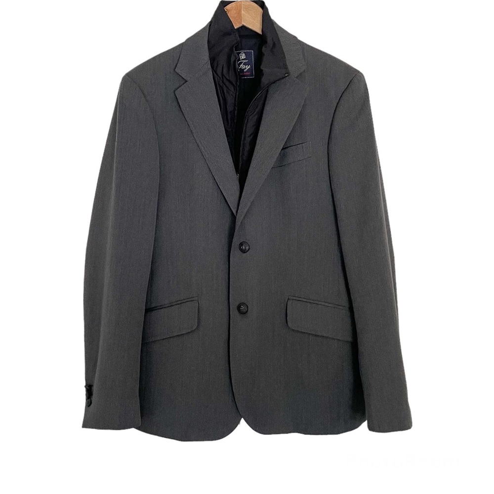 Fay Mens Travel Jacket Sz 50 Grey Dickey Blazer Jacket Made in Italy